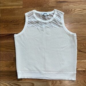 DKNY ivory sleeveless ribbed knit Top Vest sheet neckline and back NWOT XL